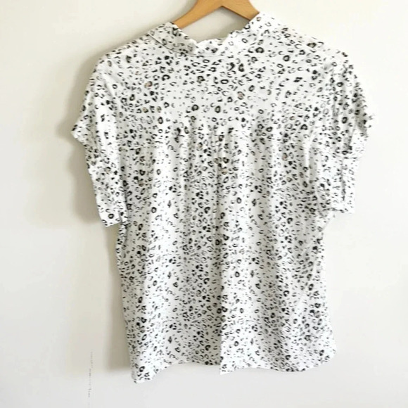 Rails Whitney white/brown leopard print short sleeve button down shirt top L - Picture 6 of 9